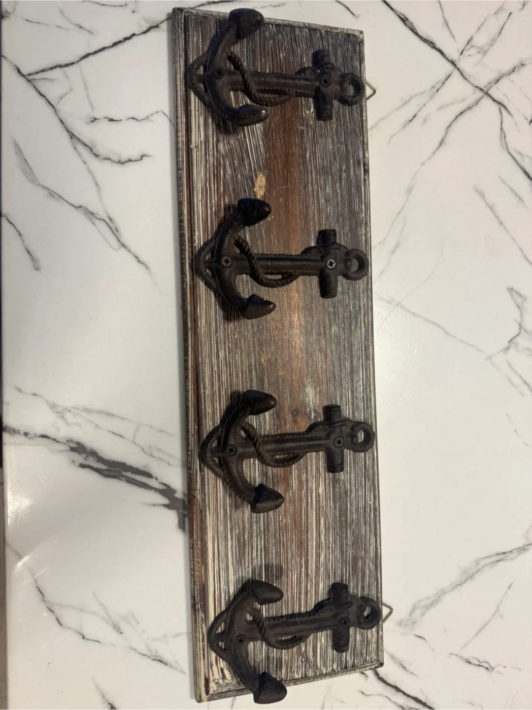 Grey Wood Grain Anchor Wall Mounted Coat Rack, Key Organizer image indicator(2)