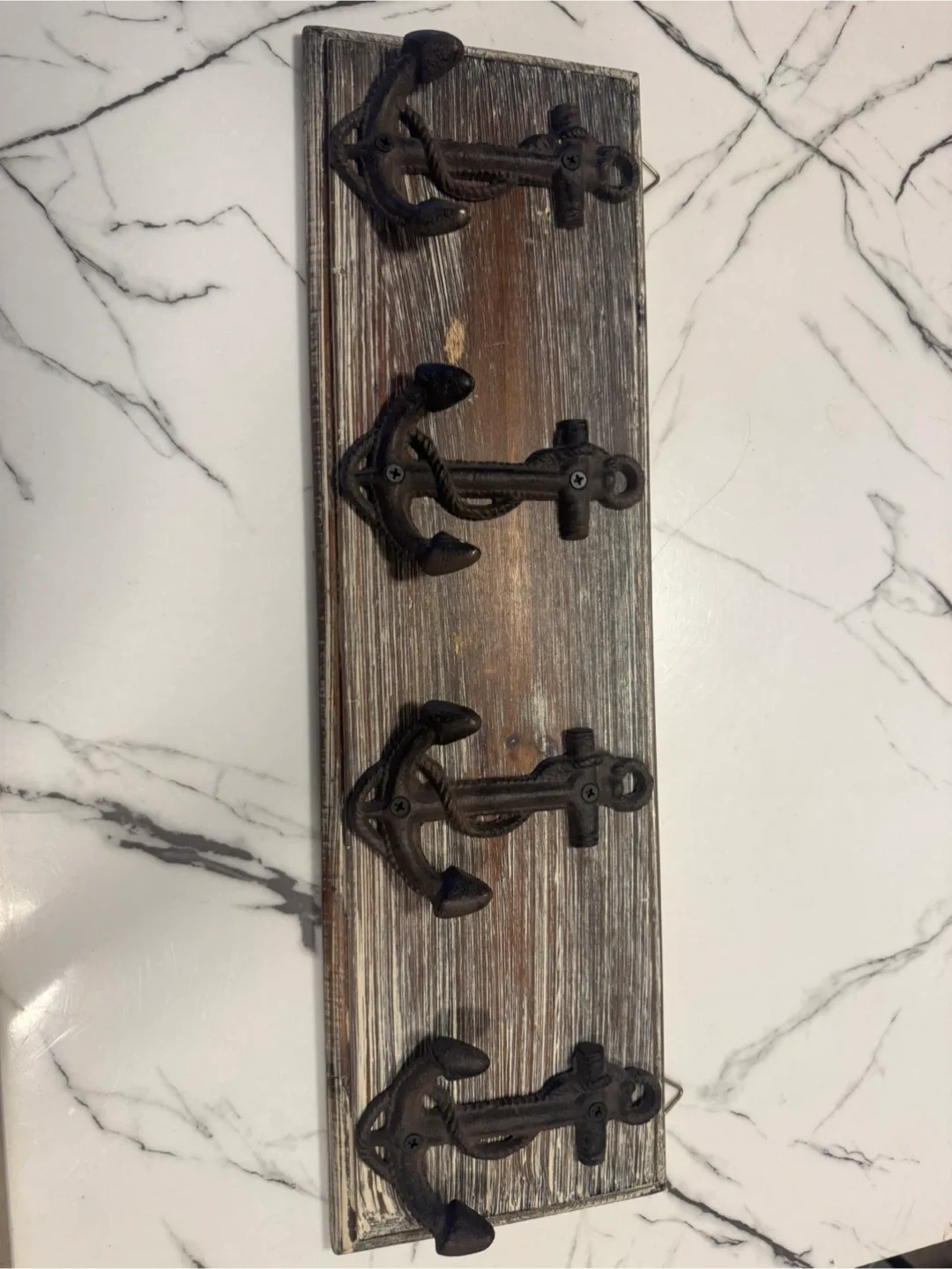 Grey Wood Grain Anchor Wall Mounted Coat Rack, Key Organizer thumbnail