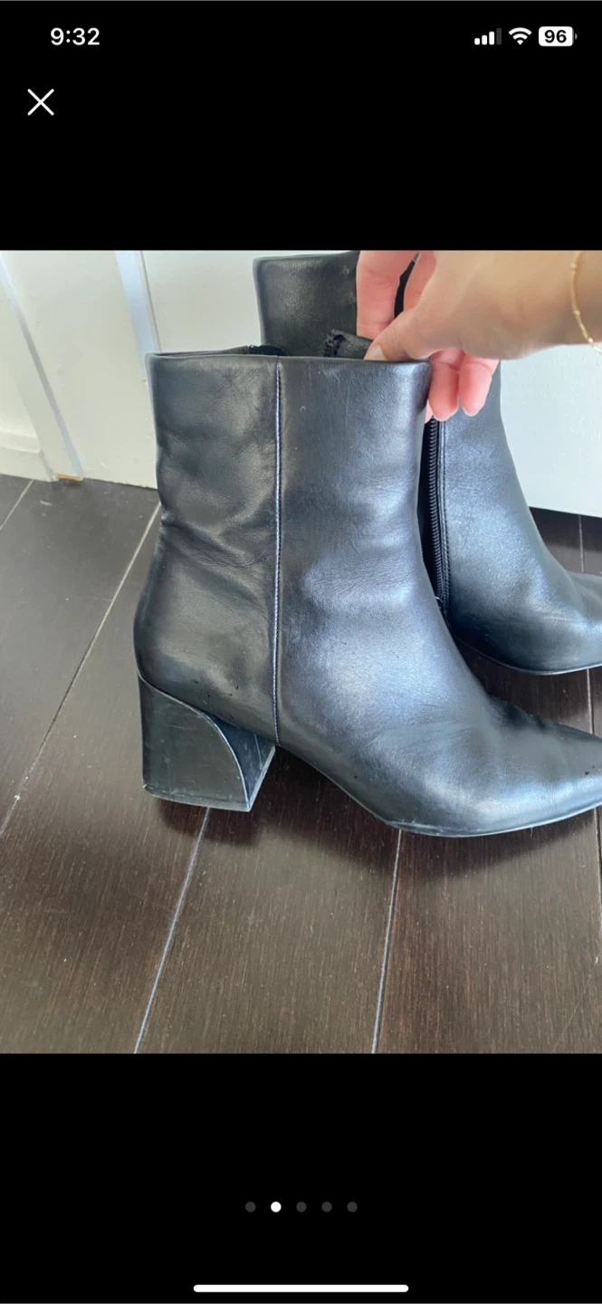 Steve Madden Black Leather Ankle Boots Size 6 - photo 2