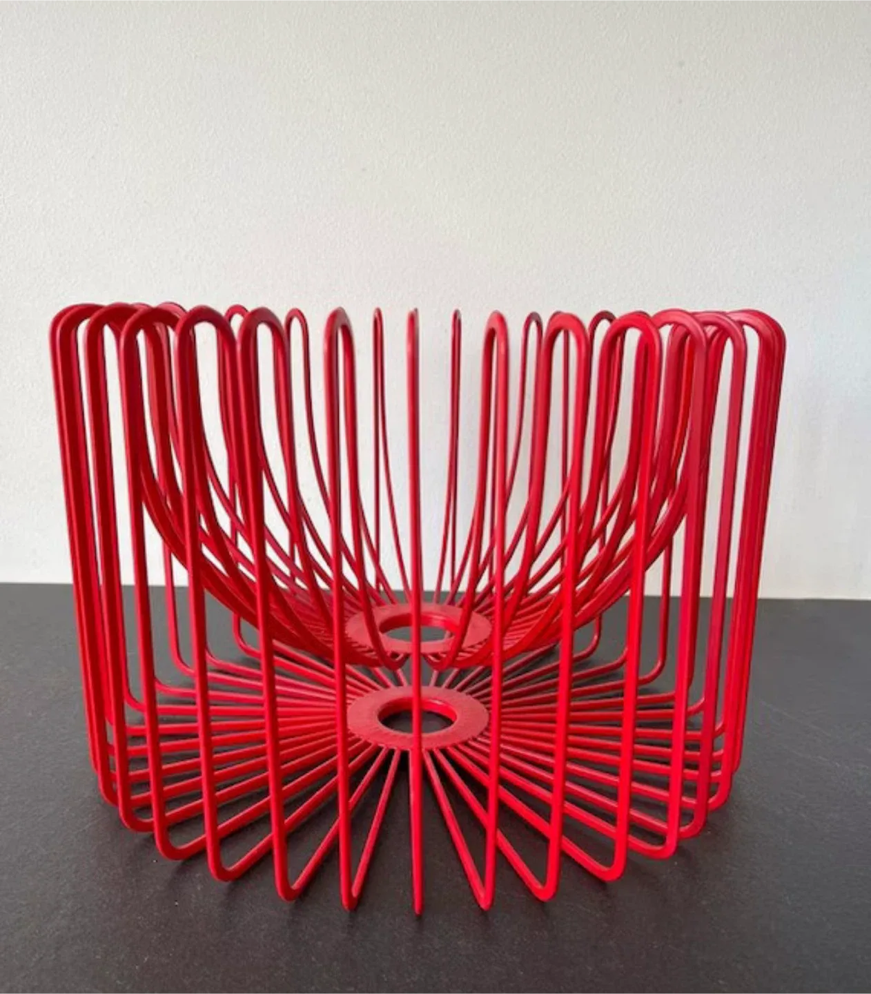 Vintage Ikea Trådig, red wire metal fruit bowl thumbnail