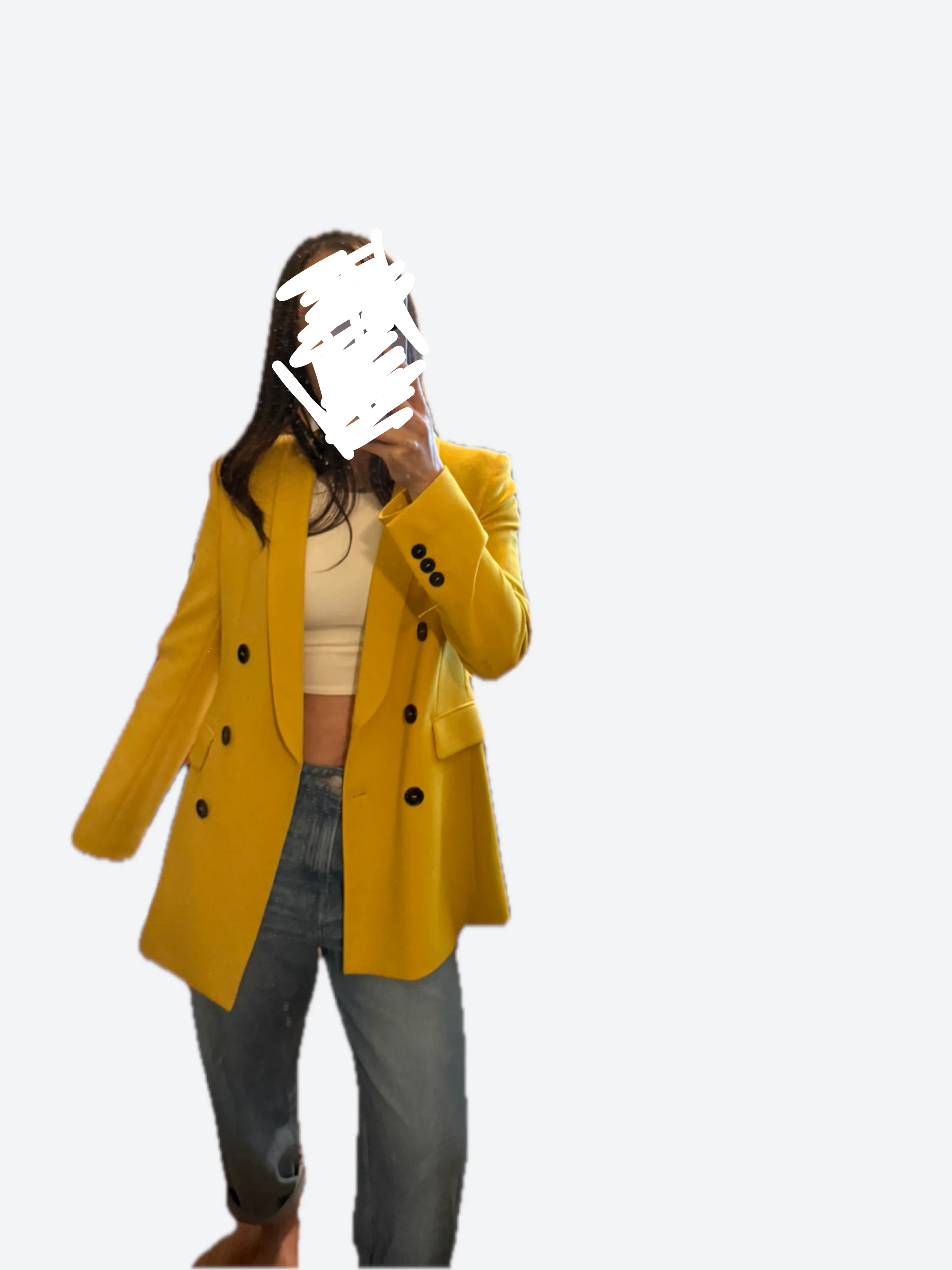 Zara Yellow Double Breasted Blazer XS image indicator(4)