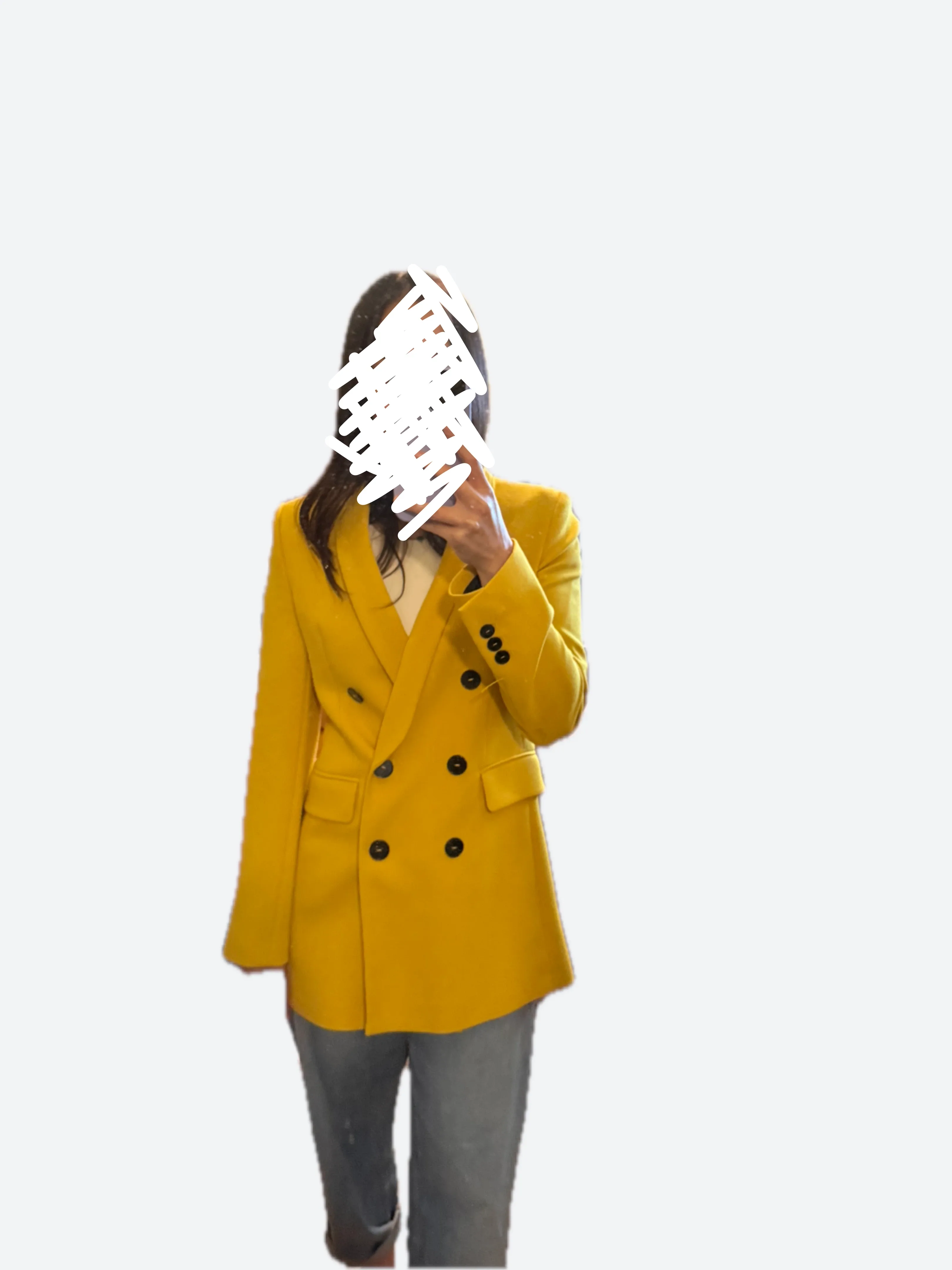 Zara Yellow Double Breasted Blazer XS image indicator(5)