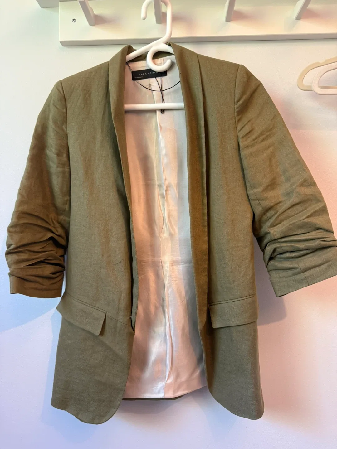 Zara Women's Olive Green Linen Blazer thumbnail