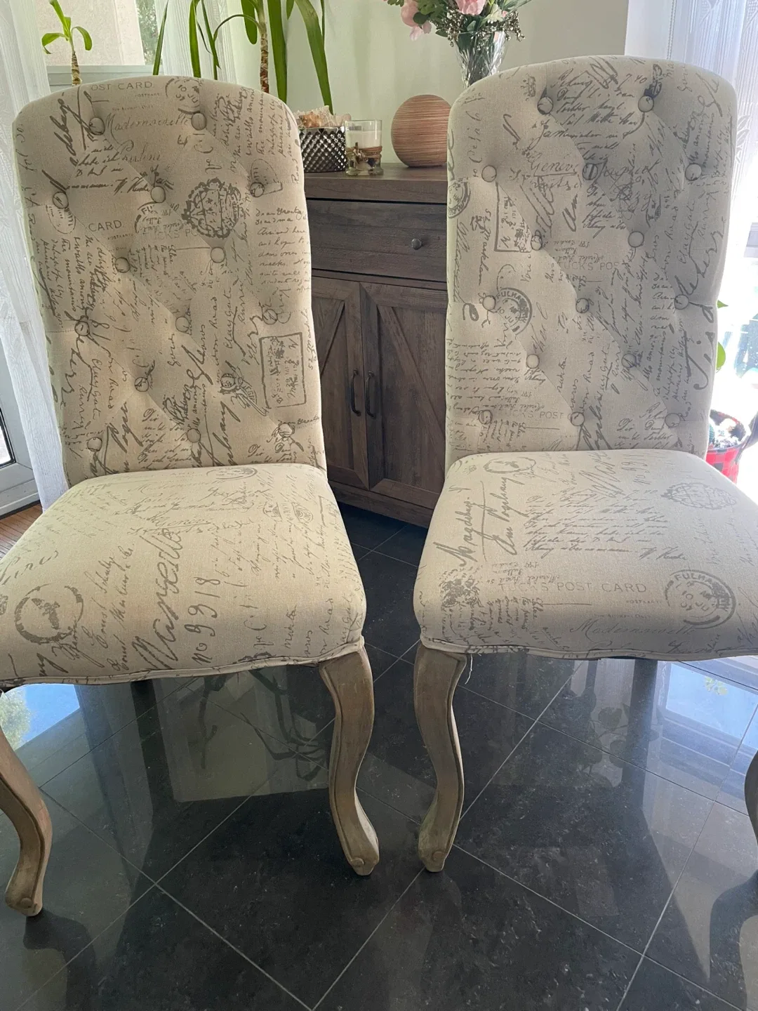 Set of two mid century modern upholstered chairs image indicator(4)