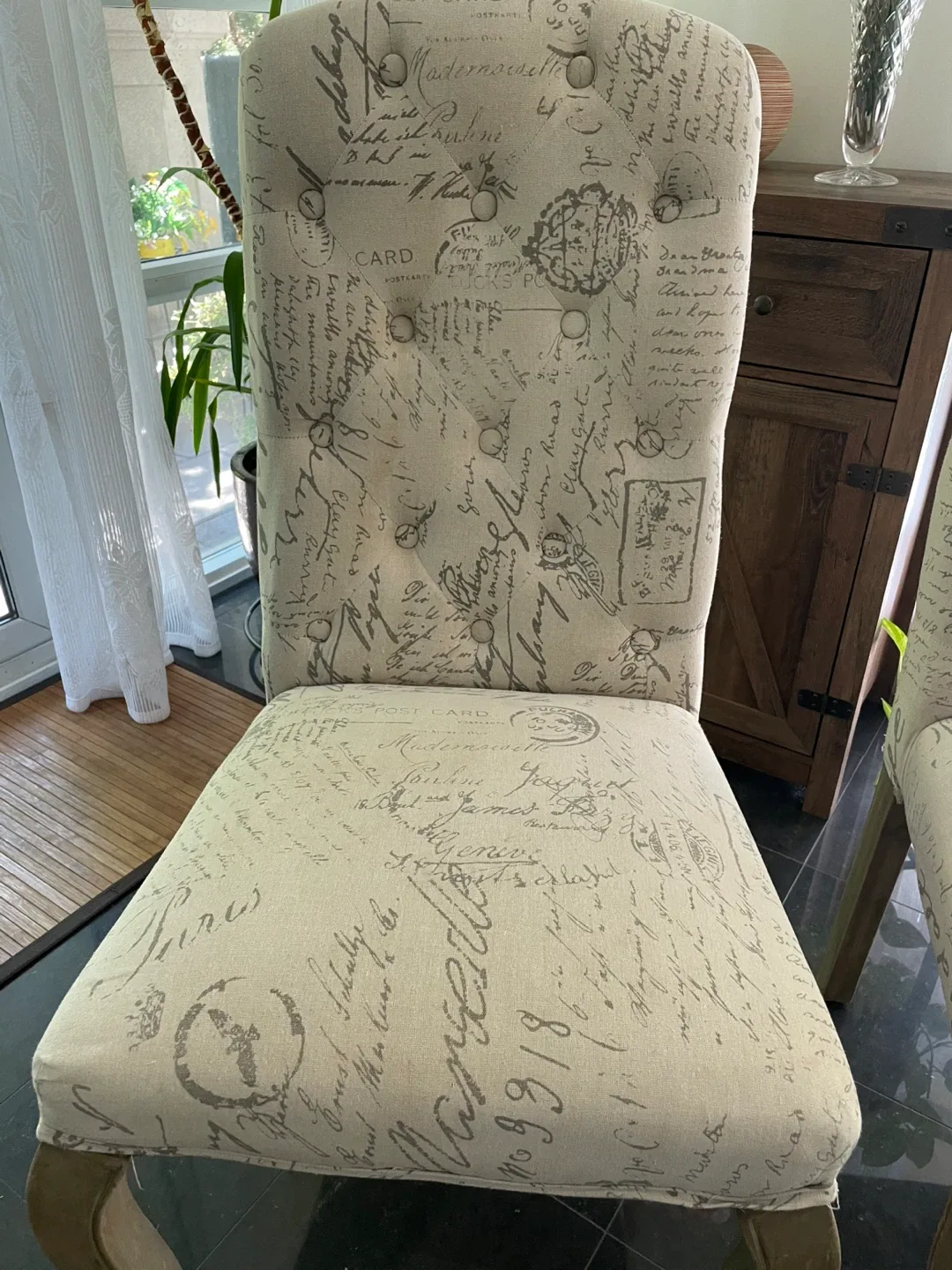 Set of two mid century modern upholstered chairs image indicator(2)