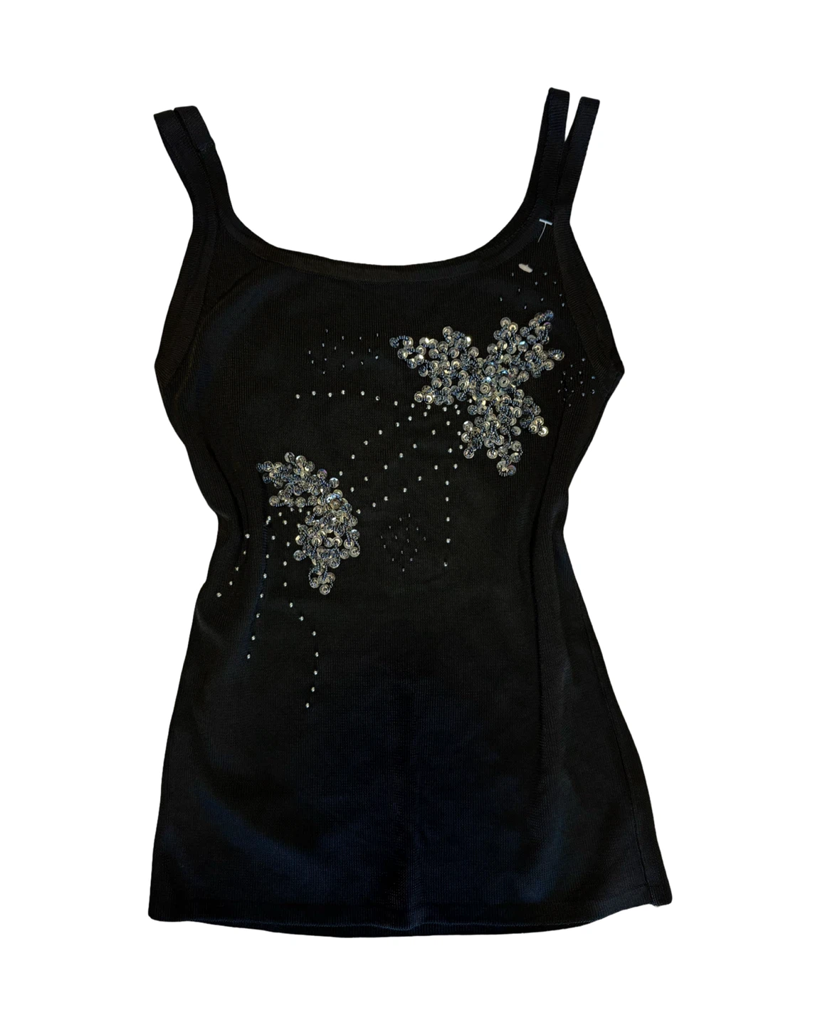 Y2K Black Embellished Tank Top- Size Small