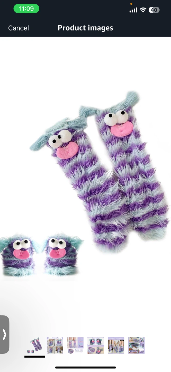 Funny Monster Socks - Plush, Stripe - photo 2
