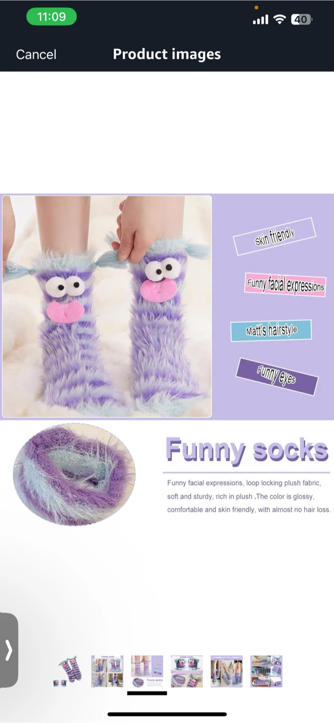 Funny Monster Socks - Plush, Stripe - photo 3