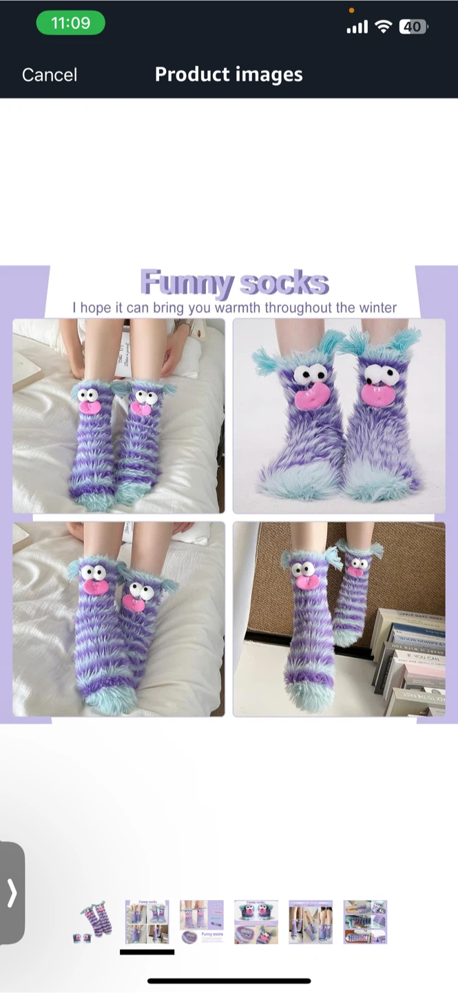 Funny Monster Socks - Plush, Stripe - photo 4