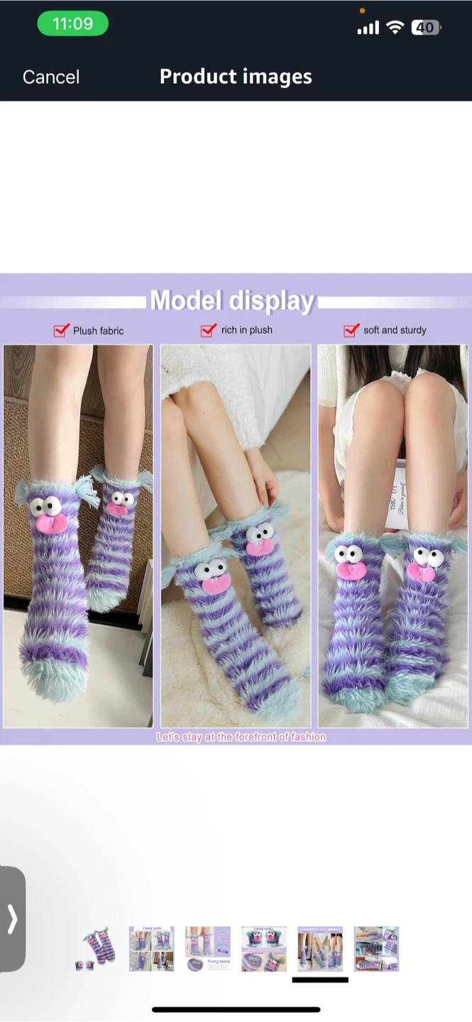 Funny Monster Socks - Plush, Stripe - photo 5