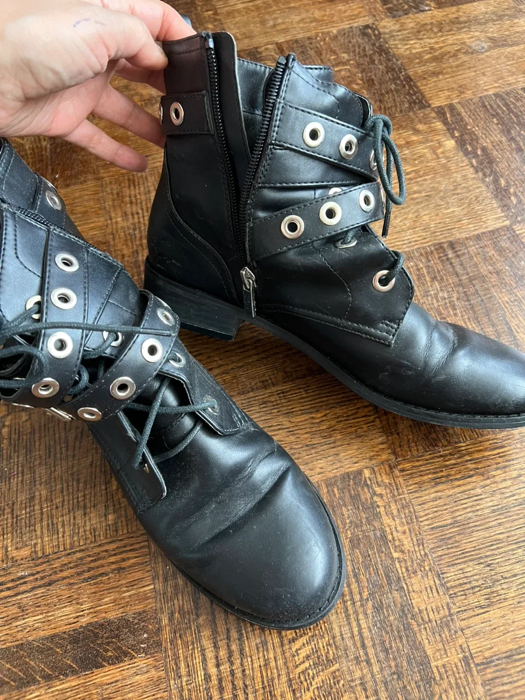 Black Ankle Boots with Buckle Detail image indicator(2)