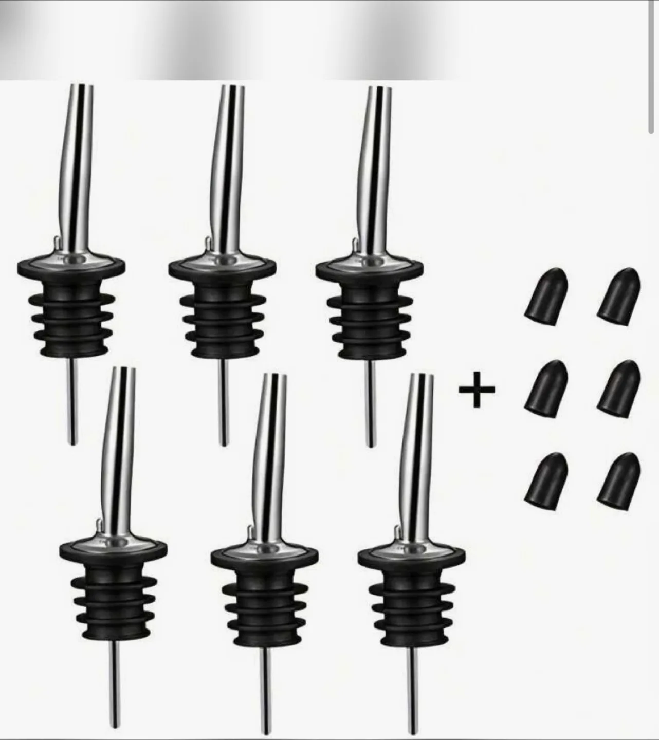 Liquor Bottle Pourers - Set of 6, New thumbnail