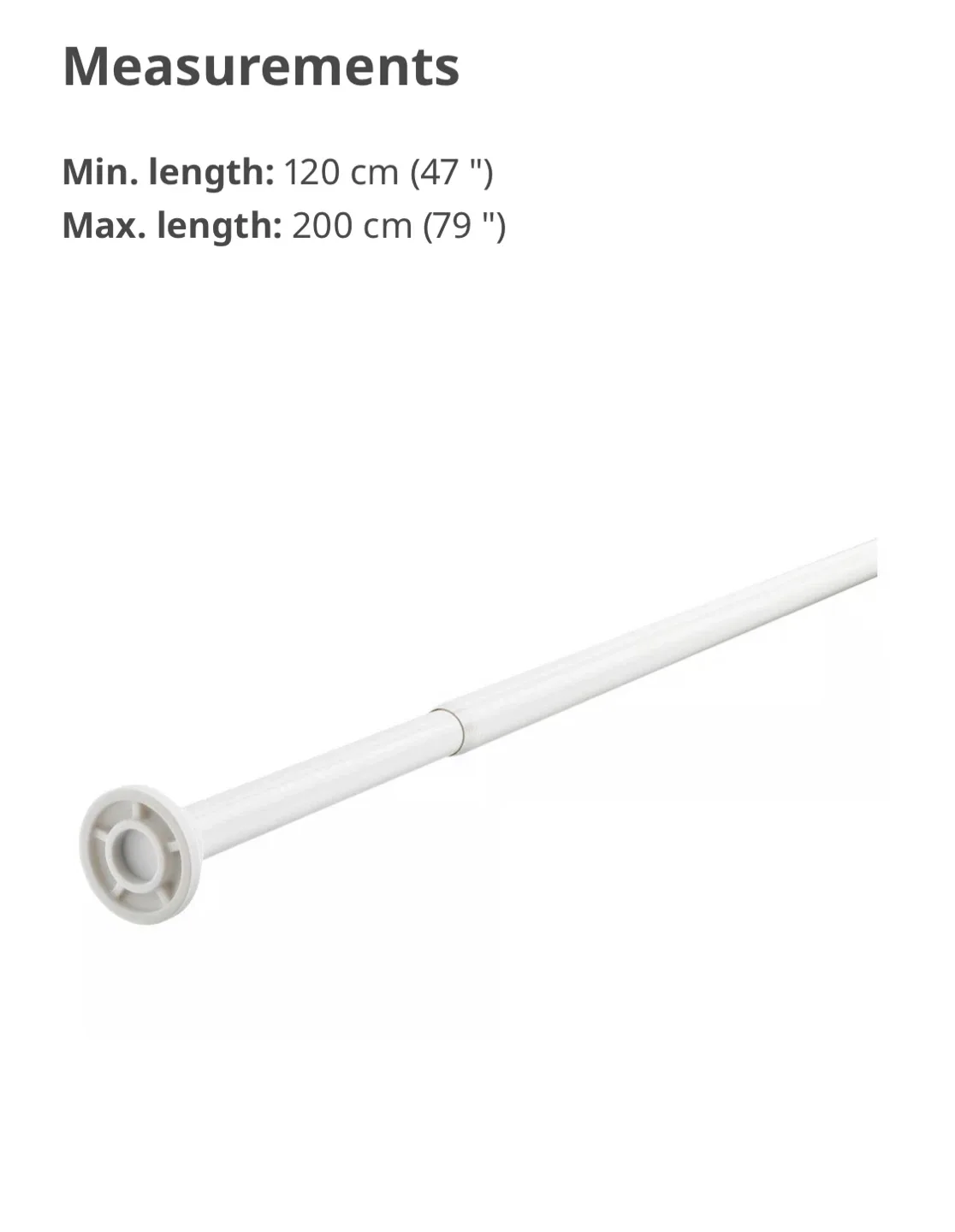 🆕IKEA BOTAREN Shower Curtain Tension Rod - White image indicator(7)