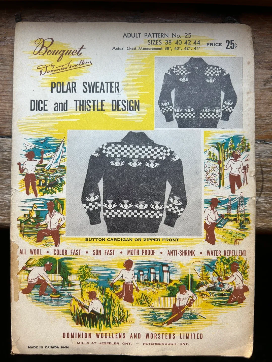 MCM sweater Vintage Knitting Pattern Bouquet Dominion Woollens thumbnail