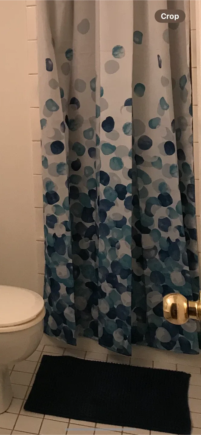 Set of Blue Polka Dot Shower Curtain and Bathmat Blue image indicator(3)