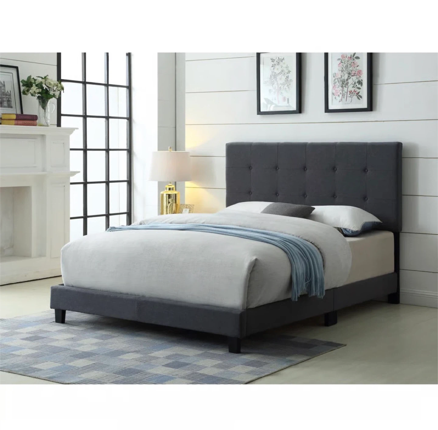 Tufted Solid Wood Low Profile Standard Bed - King Size - photo 2