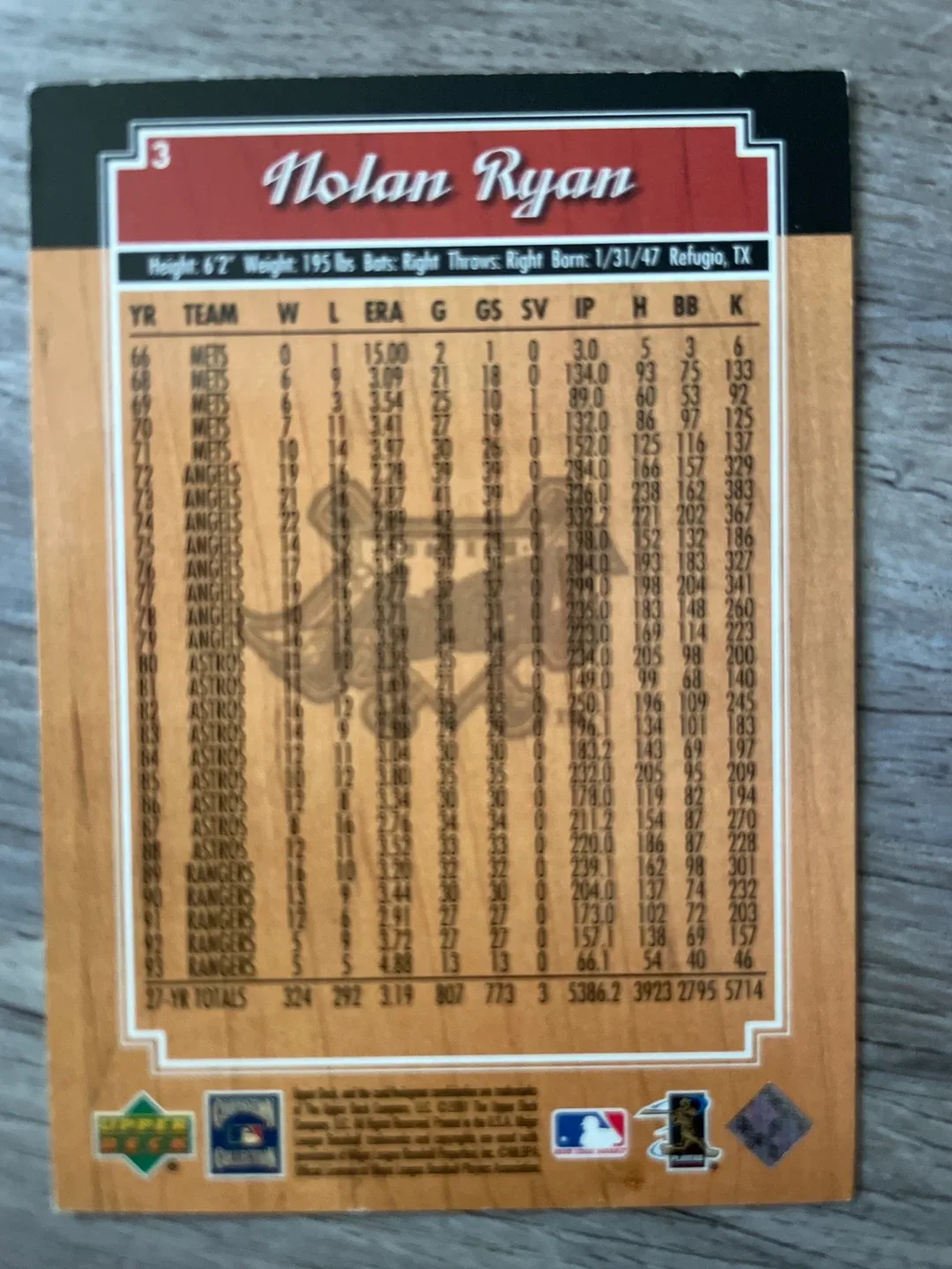 Nolan Ryan Upper Deck Legends Card thumbnail