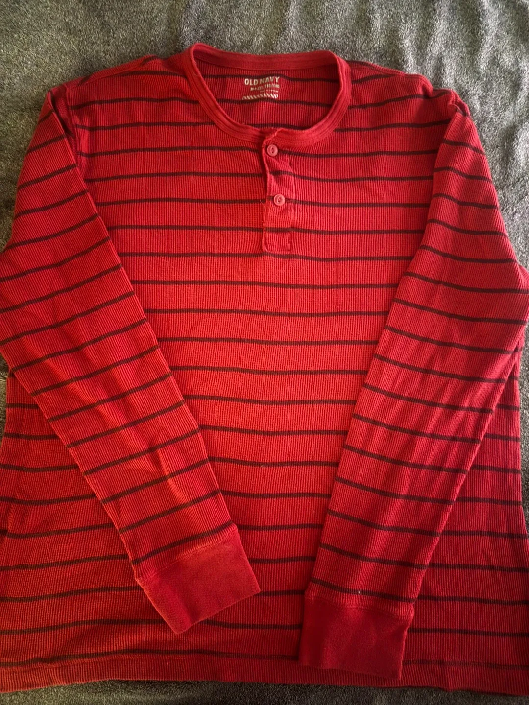 Old Navy Men's Red Striped Long Sleeve Shirt thumbnail