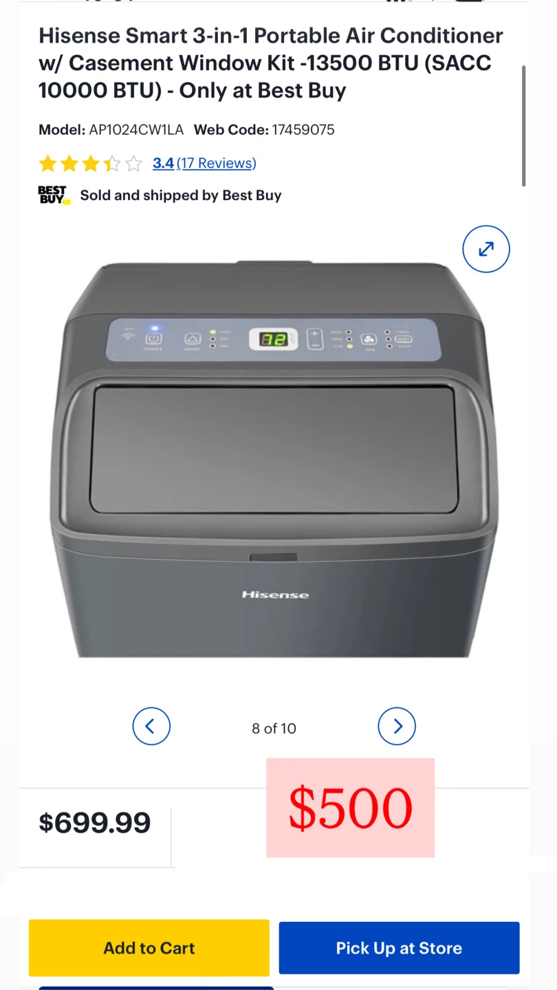 Hisense Smart 3-in-1 Portable Air Conditioner