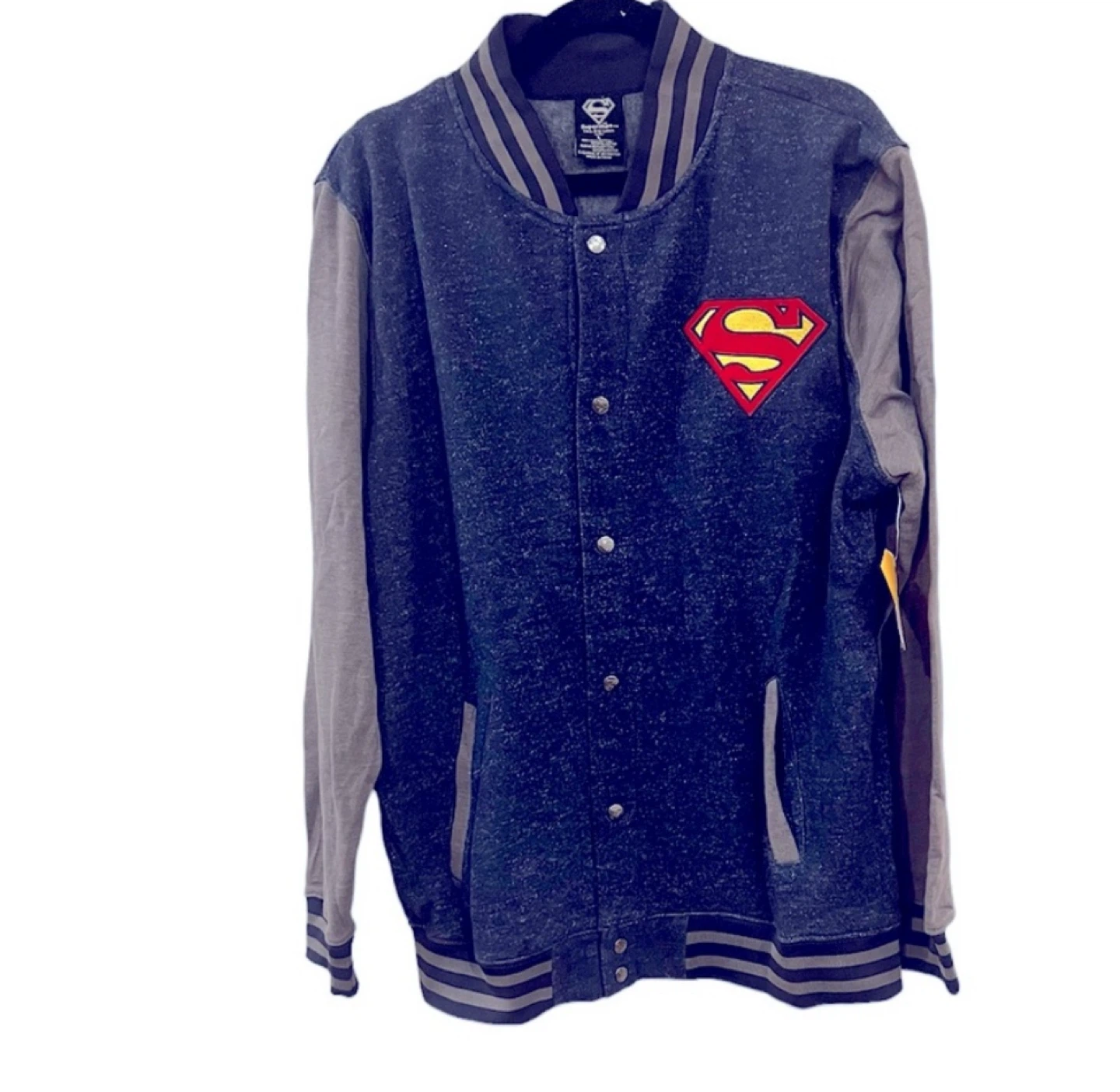 🥕DC Comics Superman Varsity Fleece Jacket, Size L - photo 2