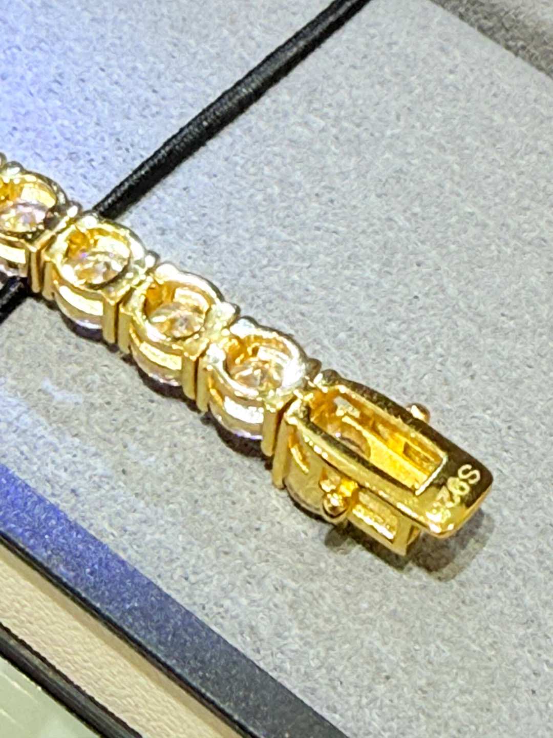 925 sterling silver gold plated moissanite tennis bracelet - photo 3