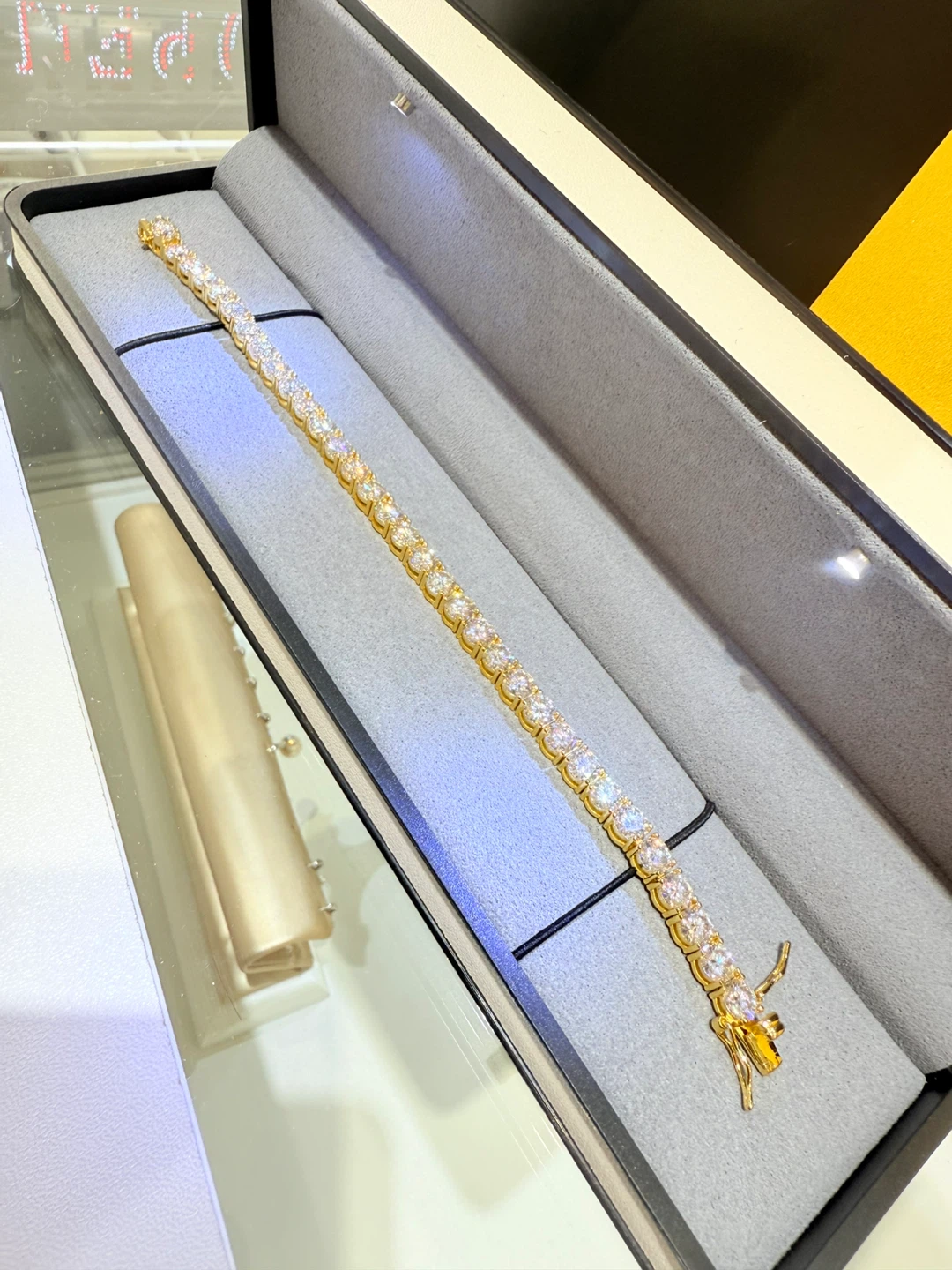 925 sterling silver gold plated moissanite tennis bracelet - photo 2