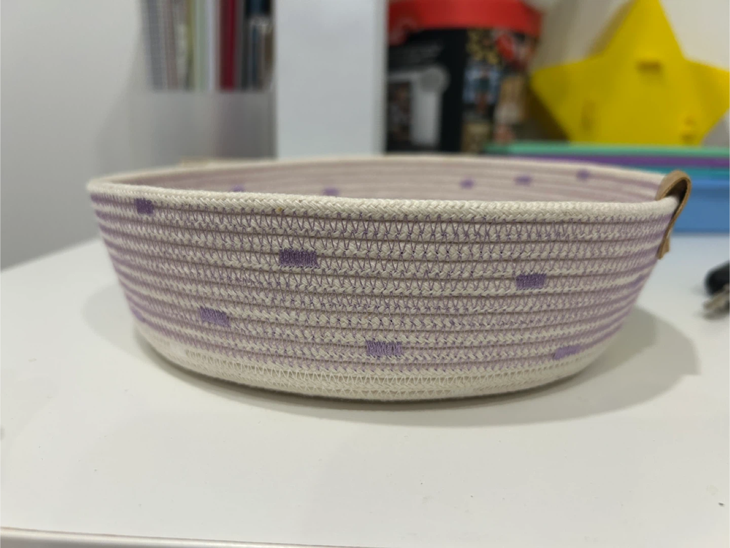 Purple & White Cotton Rope Storage Basket - photo 2