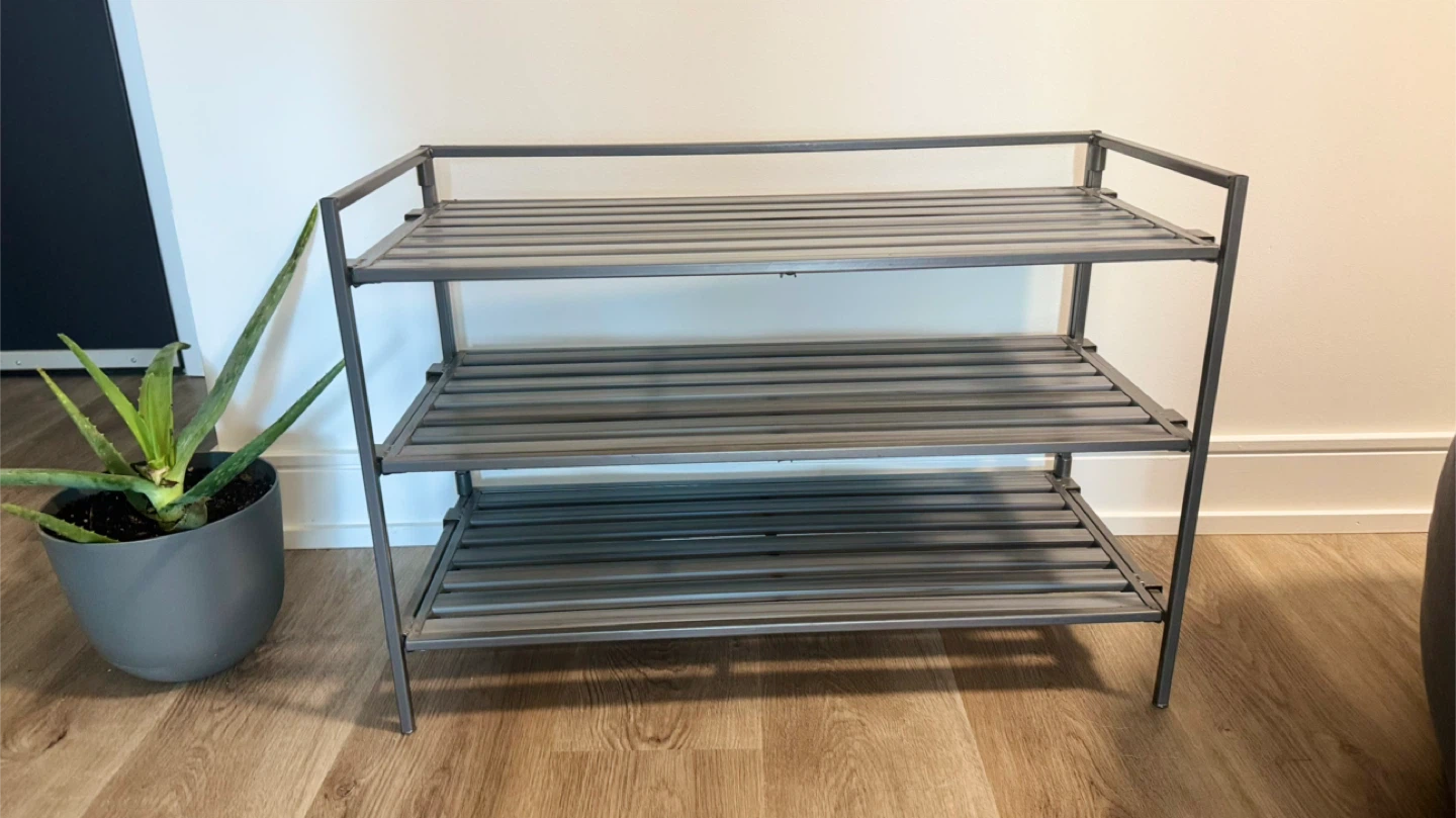 Metal 3-Tier Shoe Rack - Grey