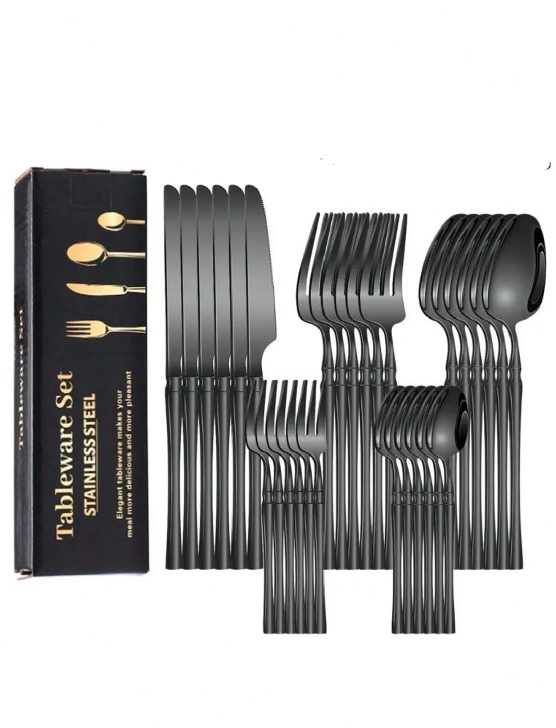 New Stainless Steel Tableware Set BLACK thumbnail
