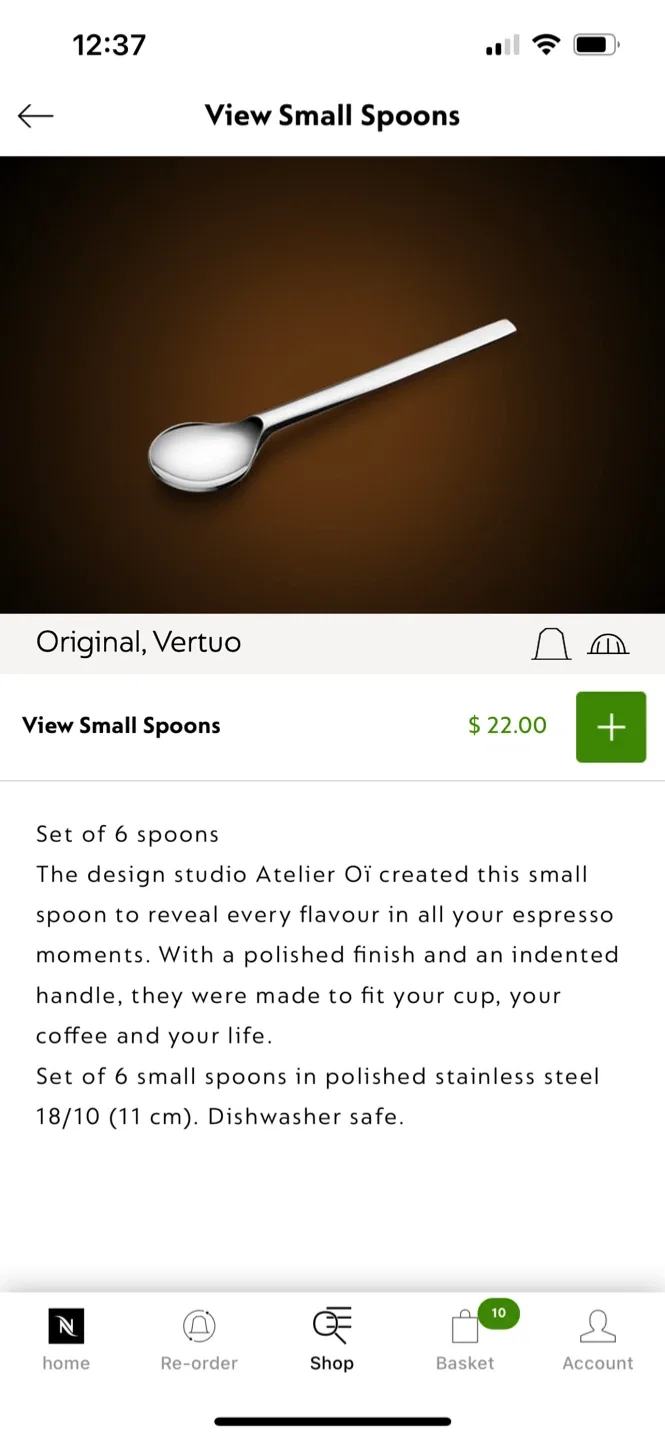 Nespresso Small Spoons - Set of 6 thumbnail