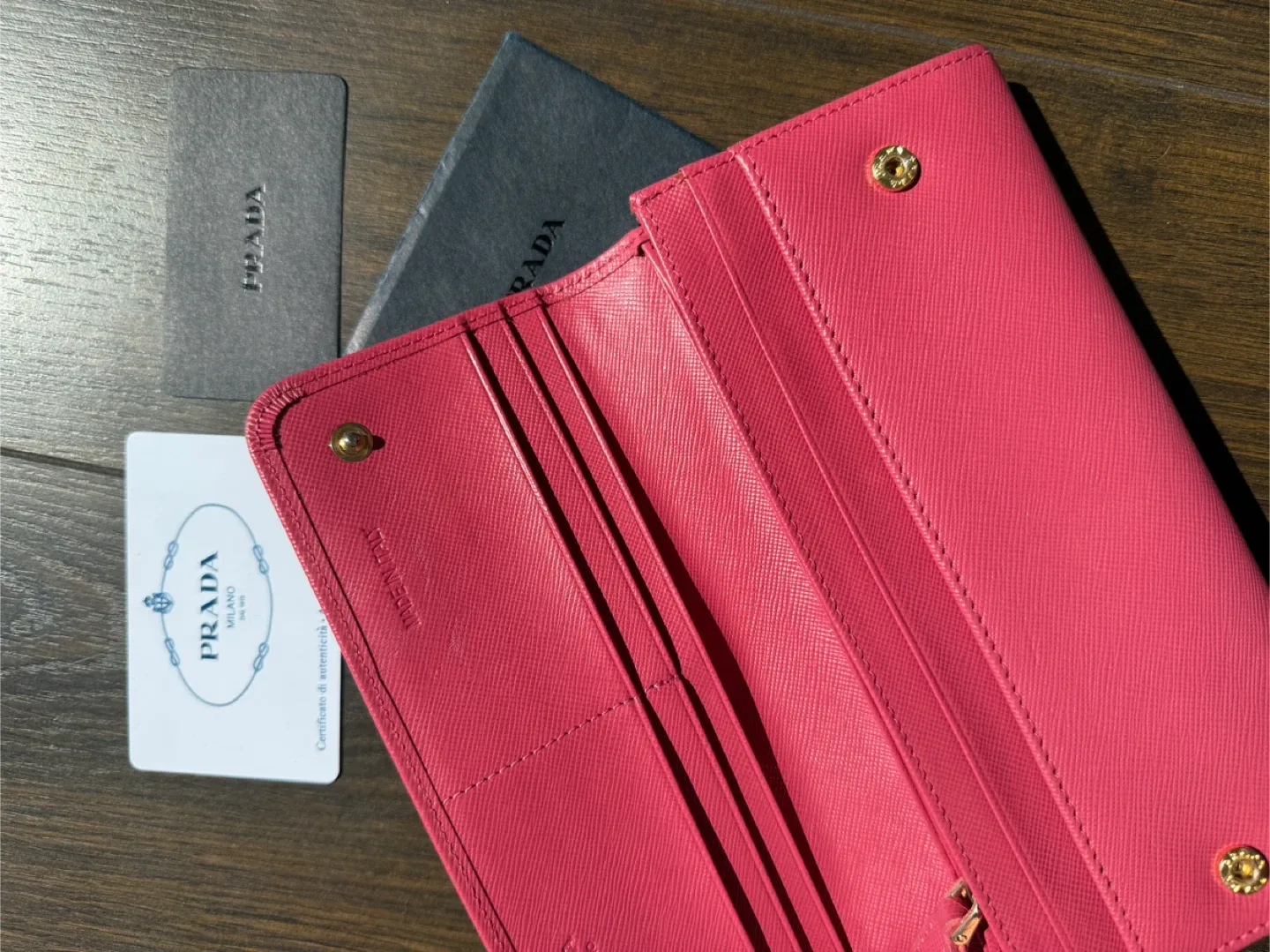 Prada Pink Saffiano Leather Wallet image indicator(2)