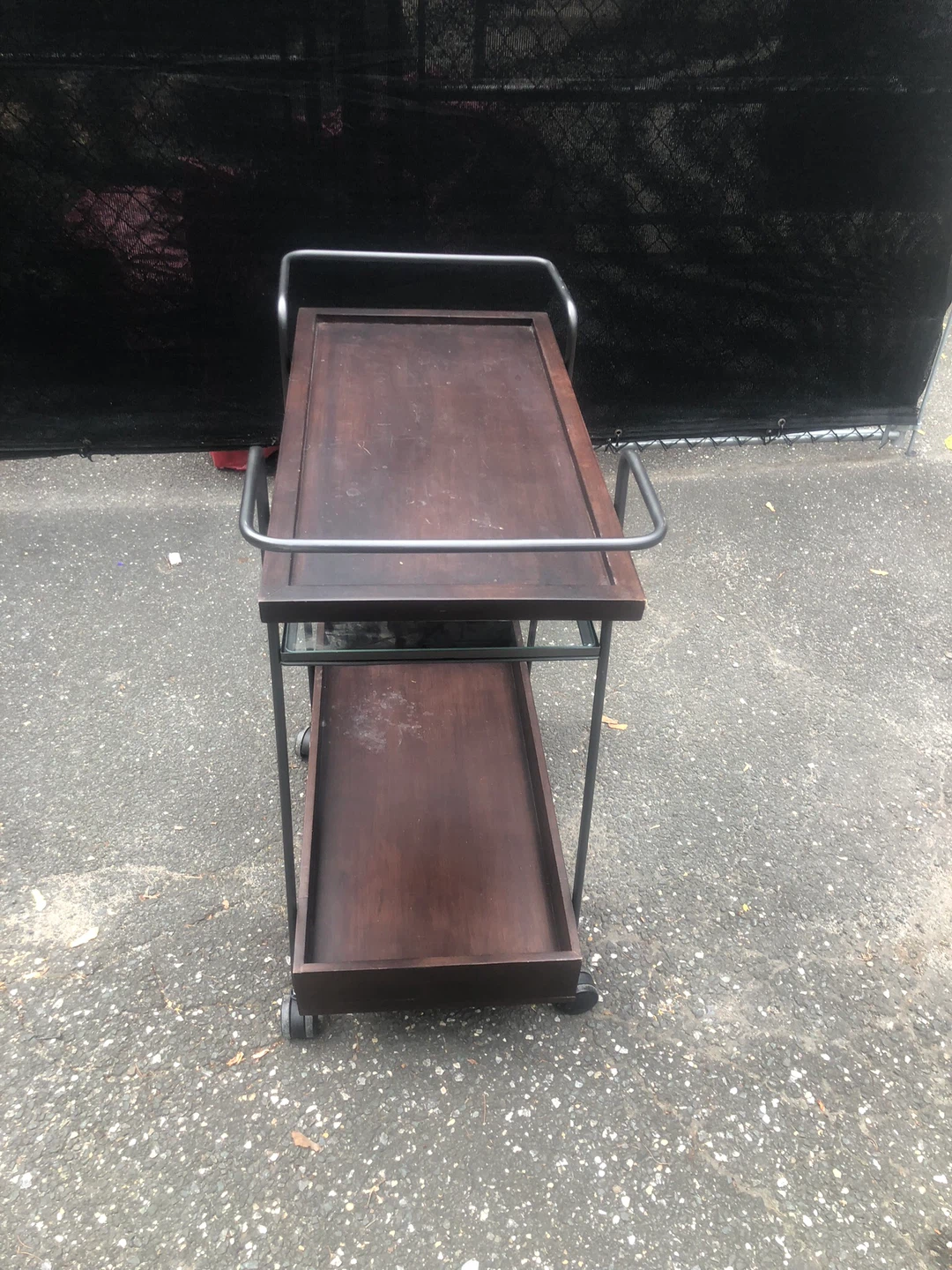 Wooden Bar Cart with Metal Frame - photo 4