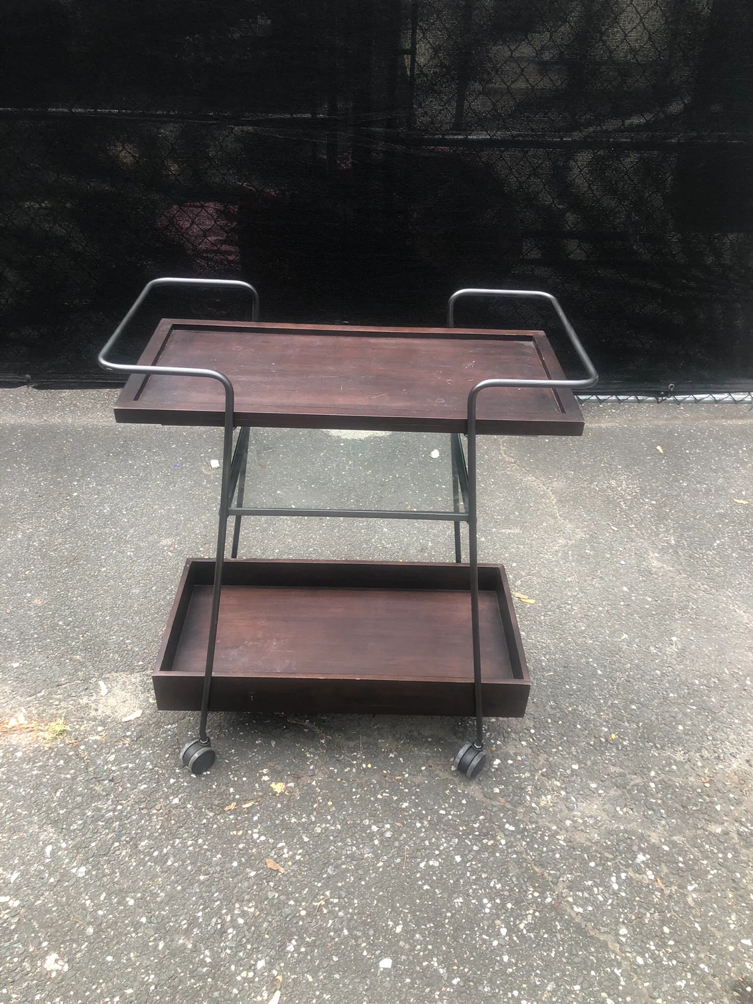 Wooden Bar Cart with Metal Frame - photo 3