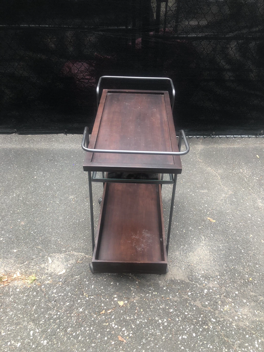 Wooden Bar Cart with Metal Frame - photo 2
