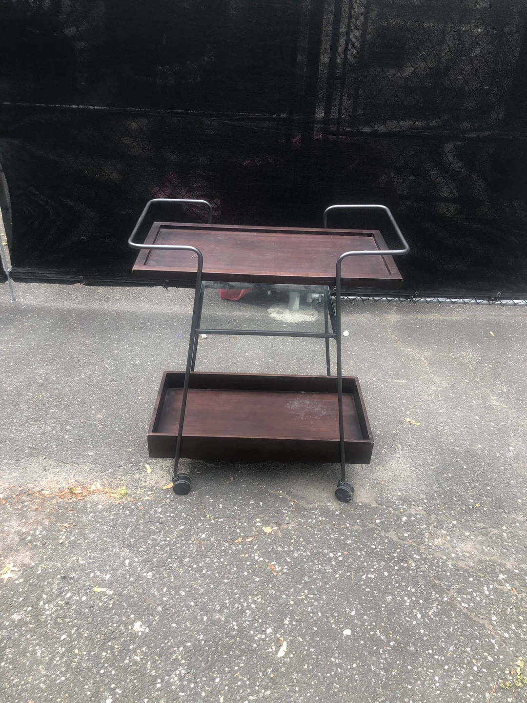 Wooden Bar Cart with Metal Frame