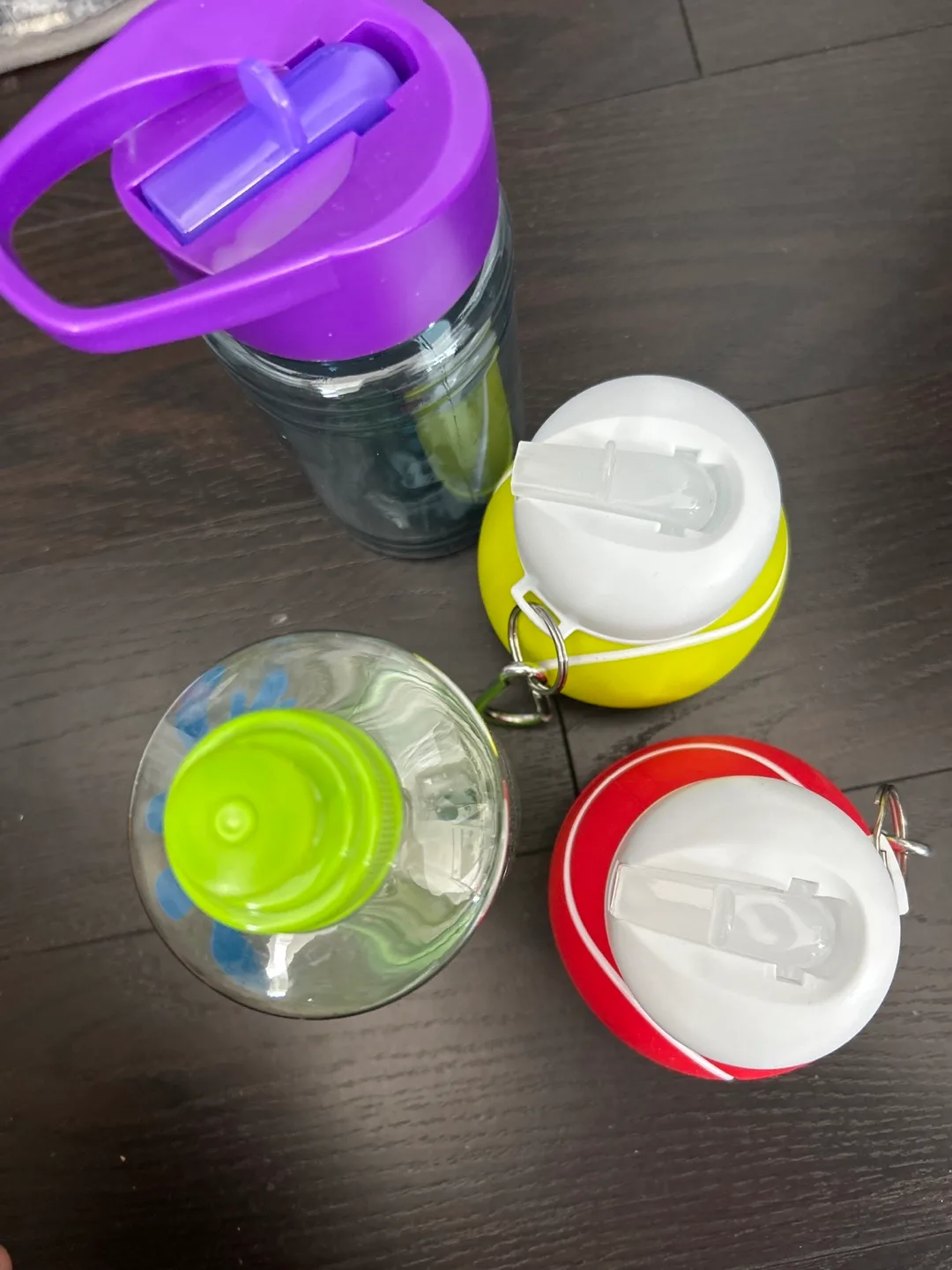4 Water Bottles - Purple, Green, Yellow, Red thumbnail