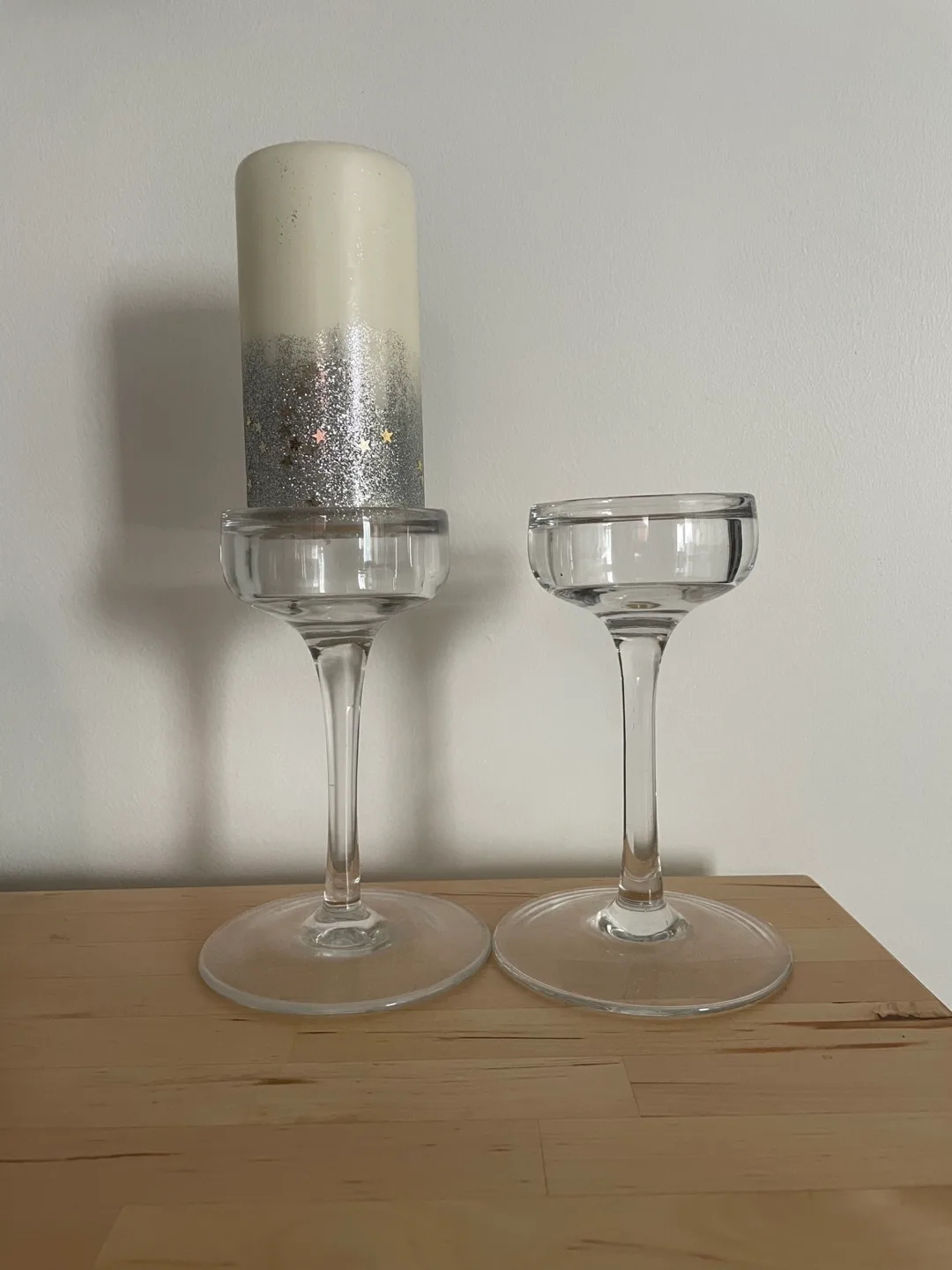 Candle and Two Glass Candle Holders thumbnail