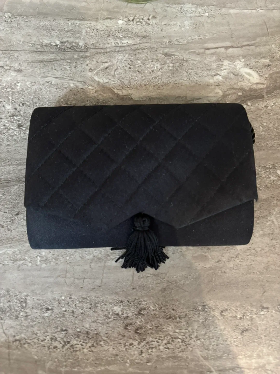 Alfred Sung Black Satin Quilted Small Evening purse image indicator(2)