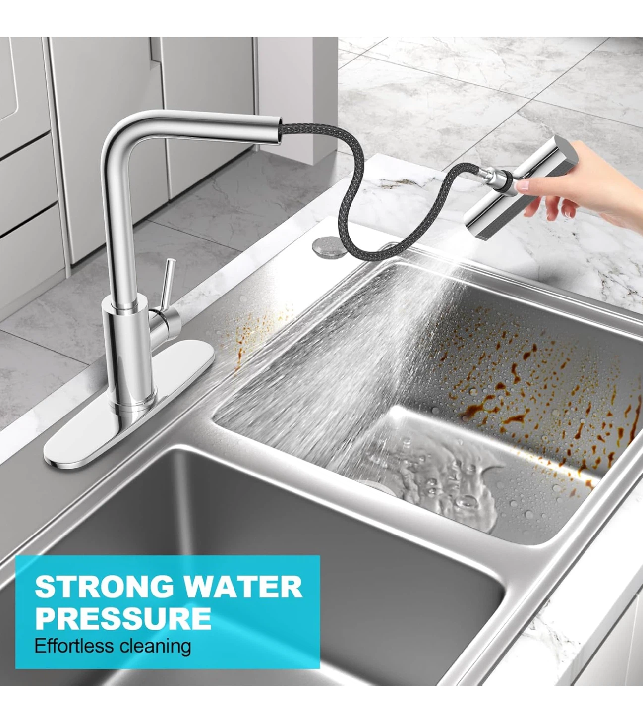 Kitchen Faucet with Pull Down Sprayer, Chrome Finish - photo 5