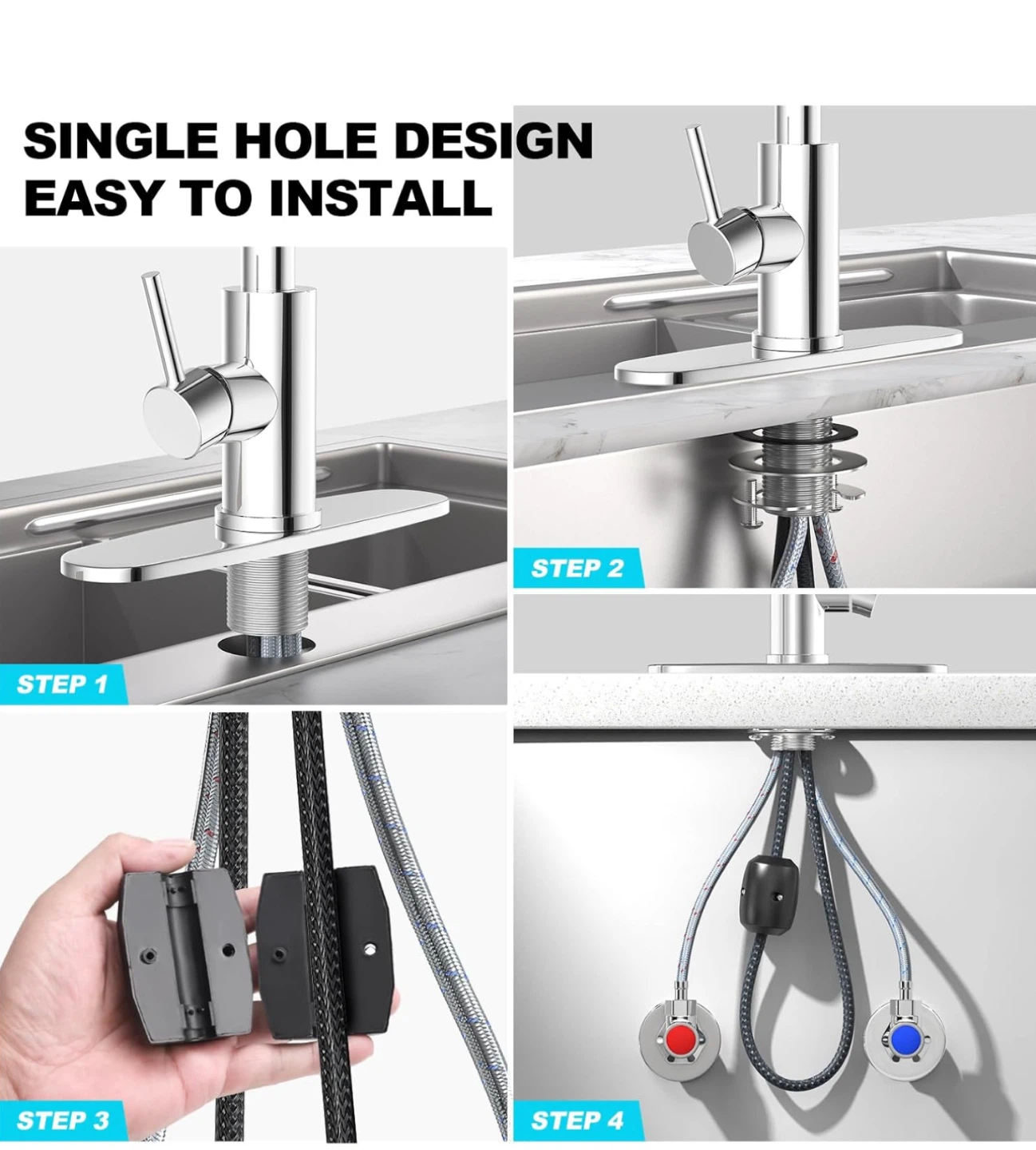 Kitchen Faucet with Pull Down Sprayer, Chrome Finish - photo 4