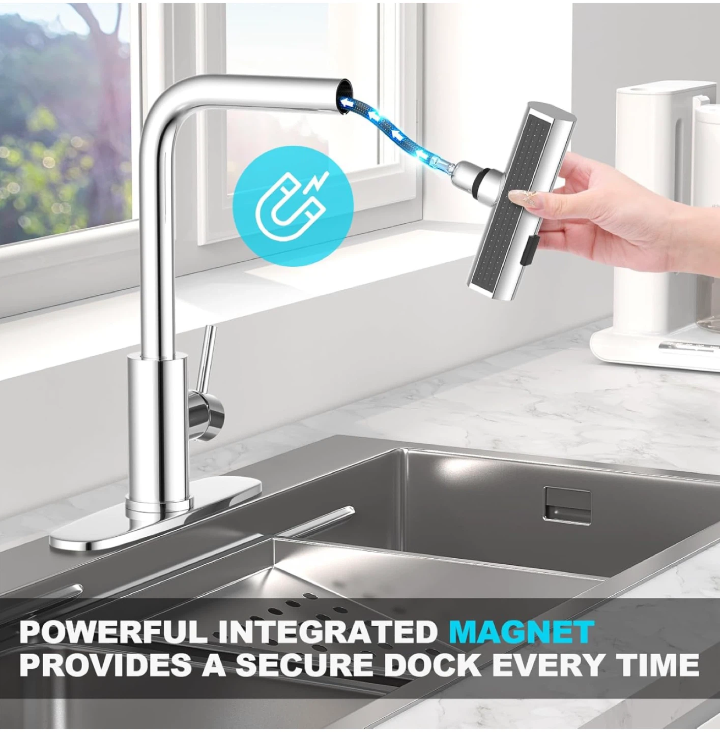 Kitchen Faucet with Pull Down Sprayer, Chrome Finish - photo 2