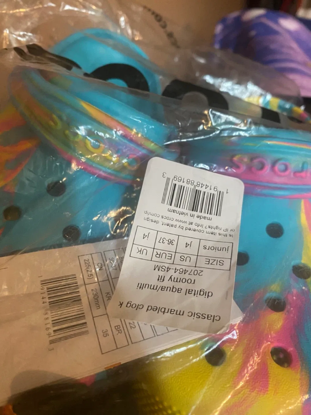 Crocs Classic Marbled Clog K Digital Aqua Multi J4 image indicator(3)