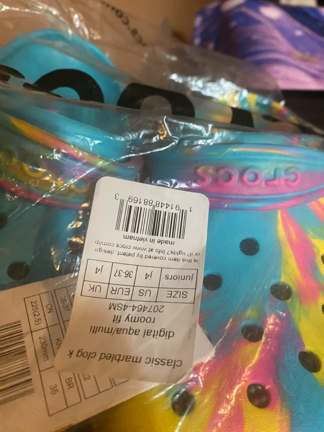 Crocs Classic Marbled Clog K Digital Aqua Multi J4 image indicator(4)