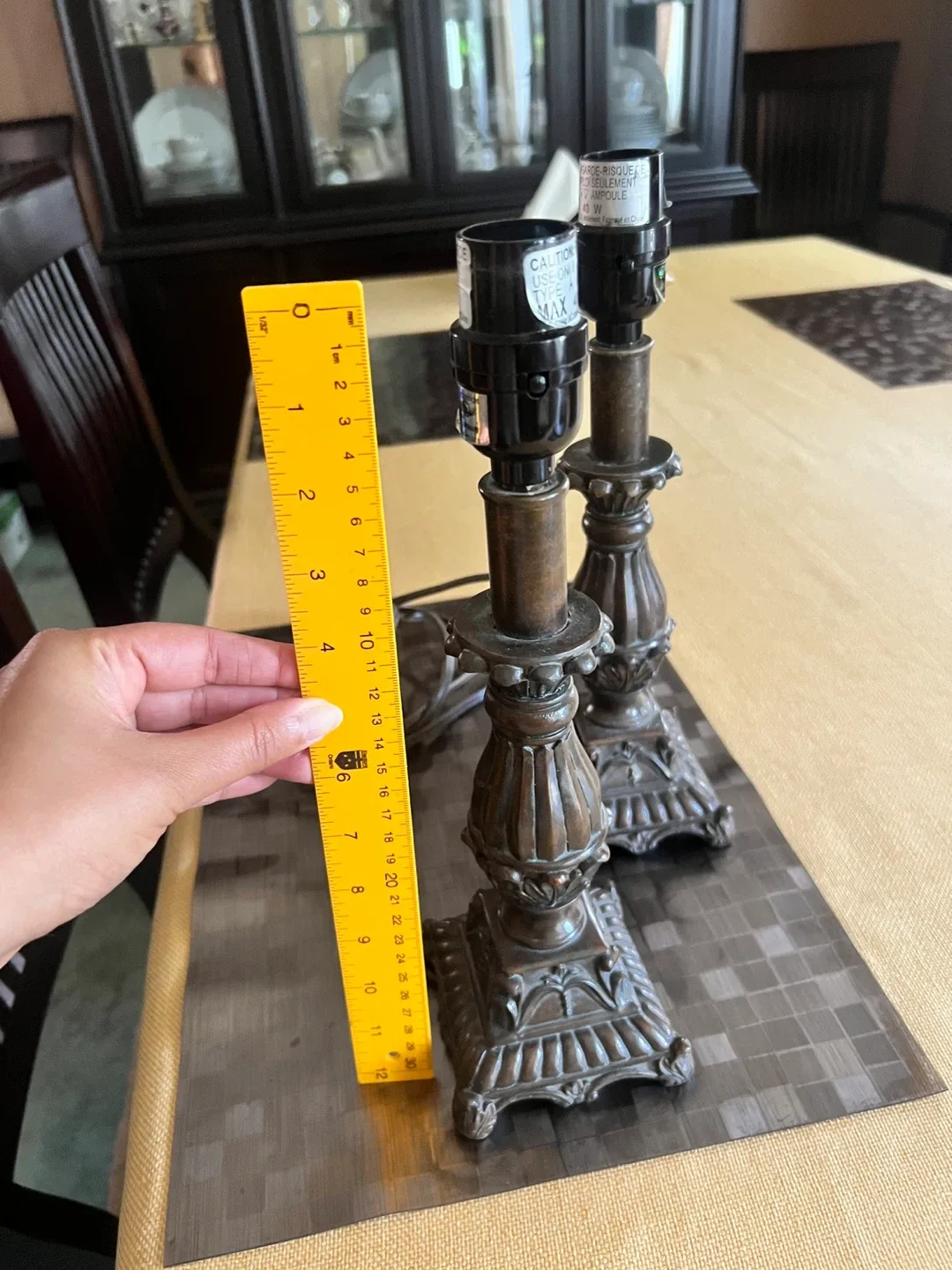 Pair of Bronze Finish Table Lamps, 12" Tall image indicator(3)