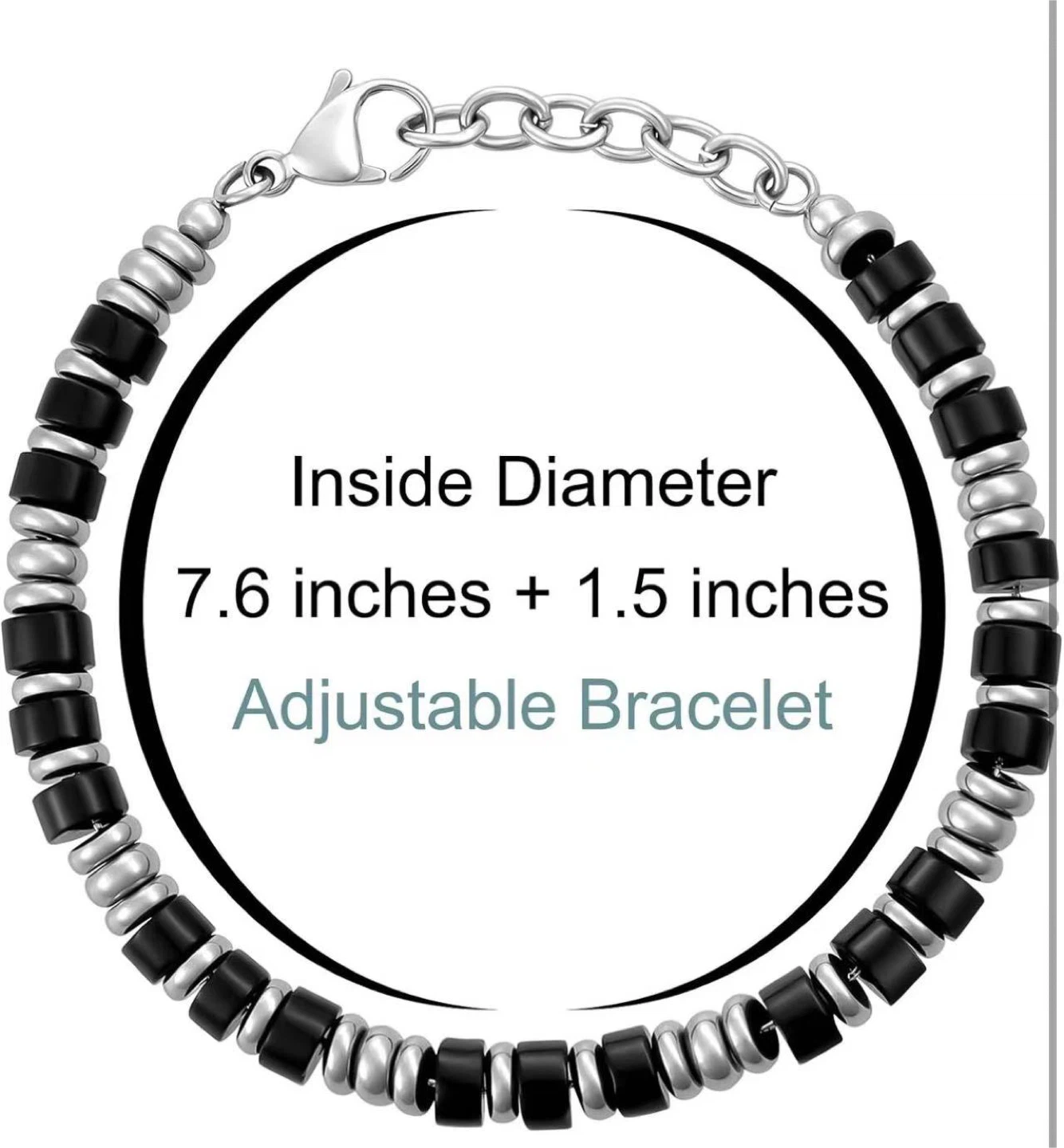 Natural Stone & Stainless Steel Bead Bracelet - photo 2