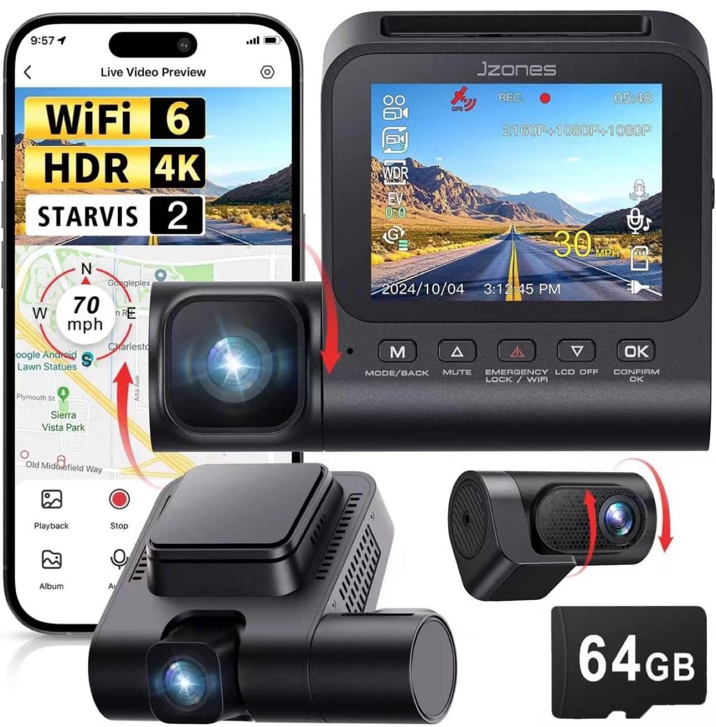 Jzones V630 4K Dash Cam with GPS