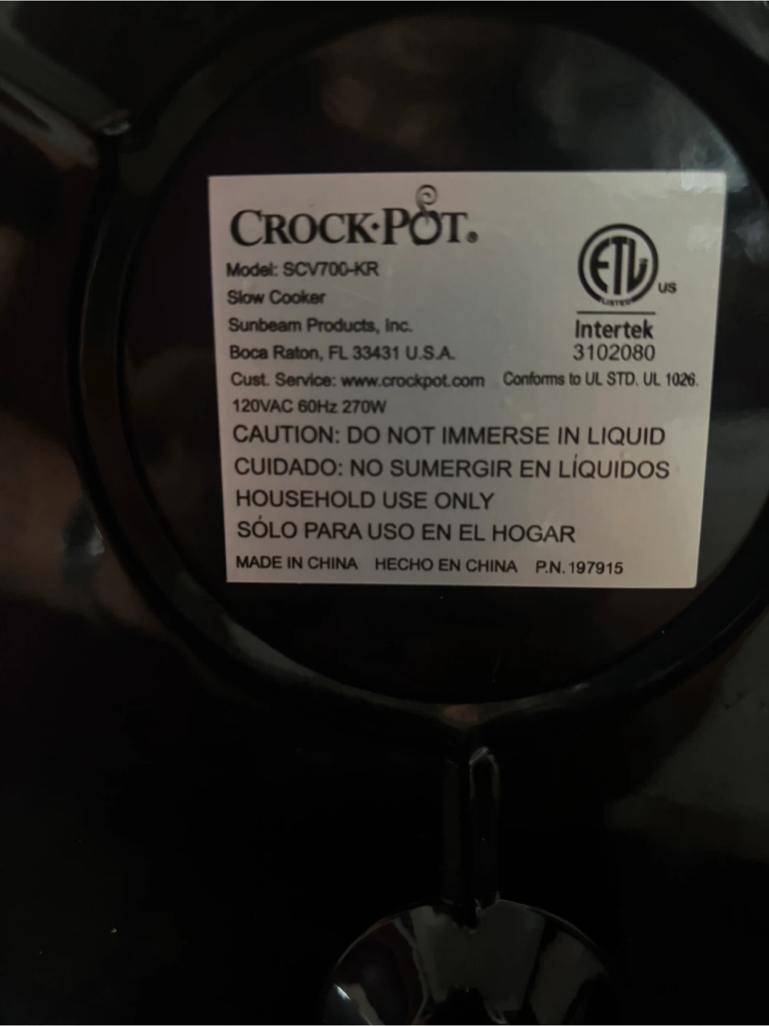 Crock-Pot Slow Cooker SCV700-KR - photo 4