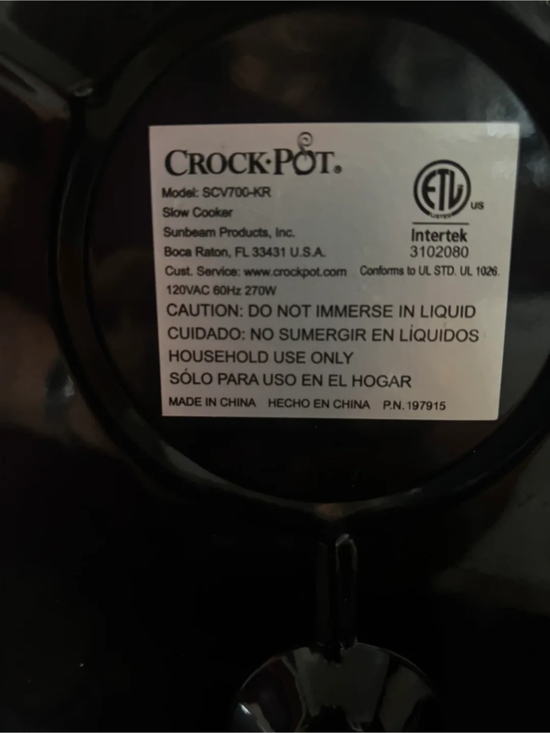 Crock-Pot Slow Cooker SCV700-KR image indicator(4)