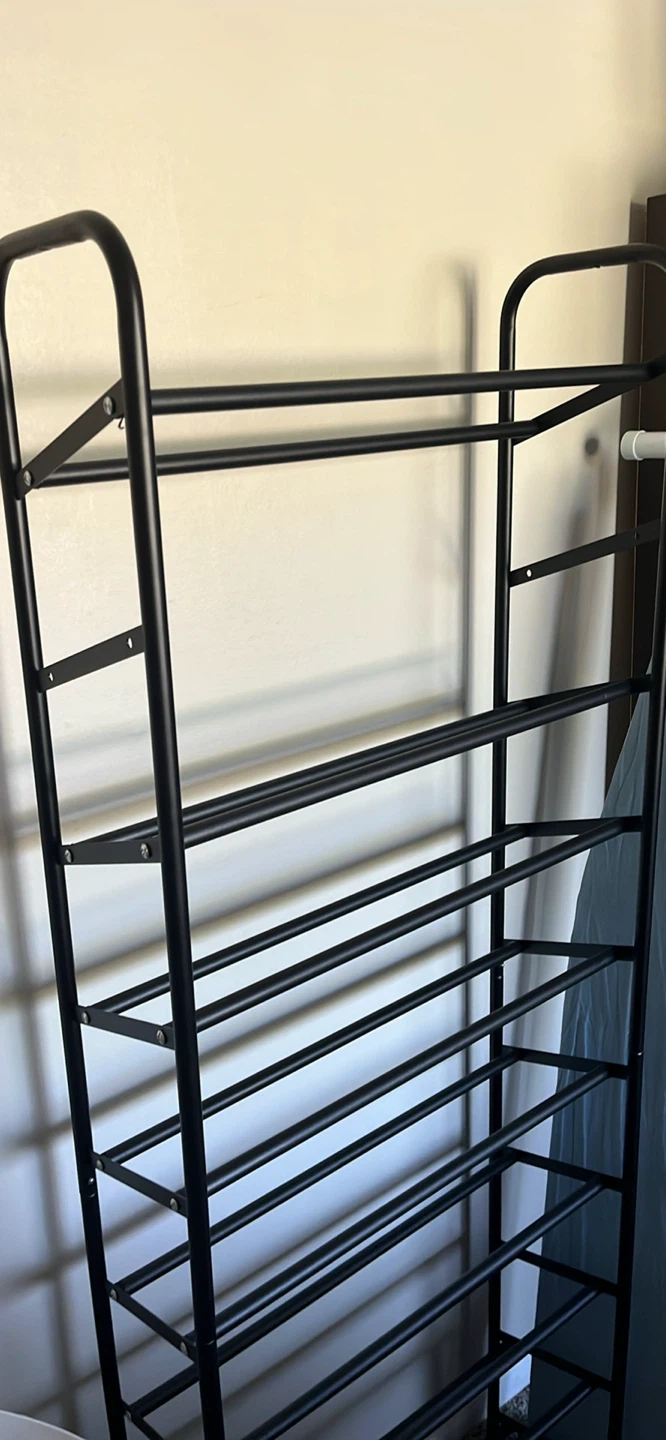 Black Metal 10-Tier Shoe Rack