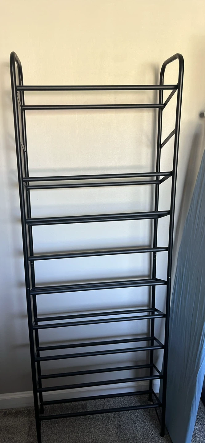 Black Metal 10-Tier Shoe Rack - photo 2